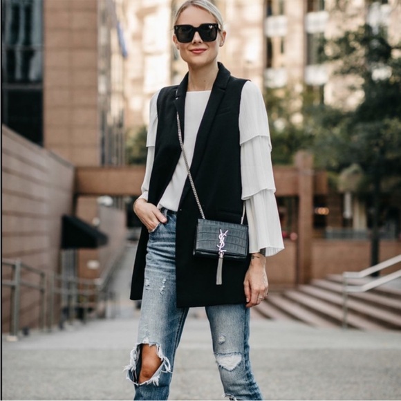 NWT Rachel Zoe sleeveless black blazer vest (women size M) - Picture 4 of 11